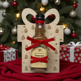 Dřevěný vánoční dárek s mini Jack Daniel’s Honey
