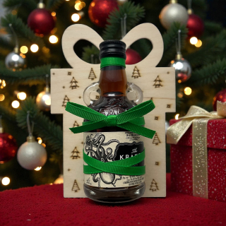 Dřevěný vánoční dárek s mini Kraken rum