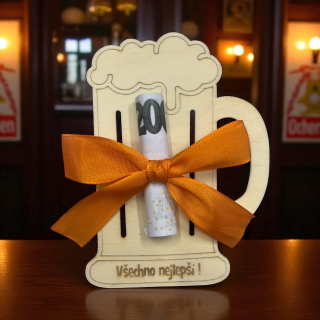 Dřevěná karta na peníze Pulitr piva